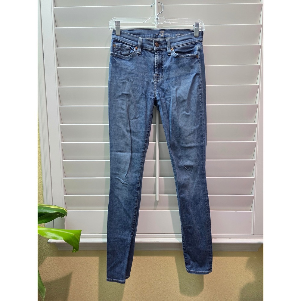 7 For All Mankind Blue Skinny Cotton Womens Jeans 26